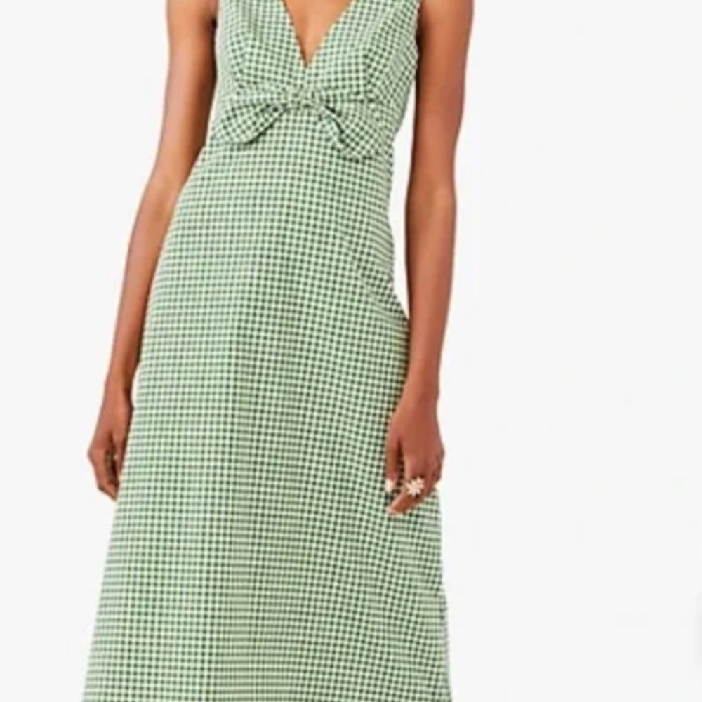 Kate Spade white and green gingham bow dress